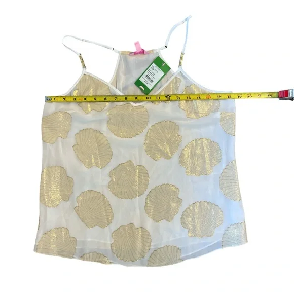 Lilly Pulitzer Dusk Top Shell Clip Dot Chiffon Large - Picture 6 of 8